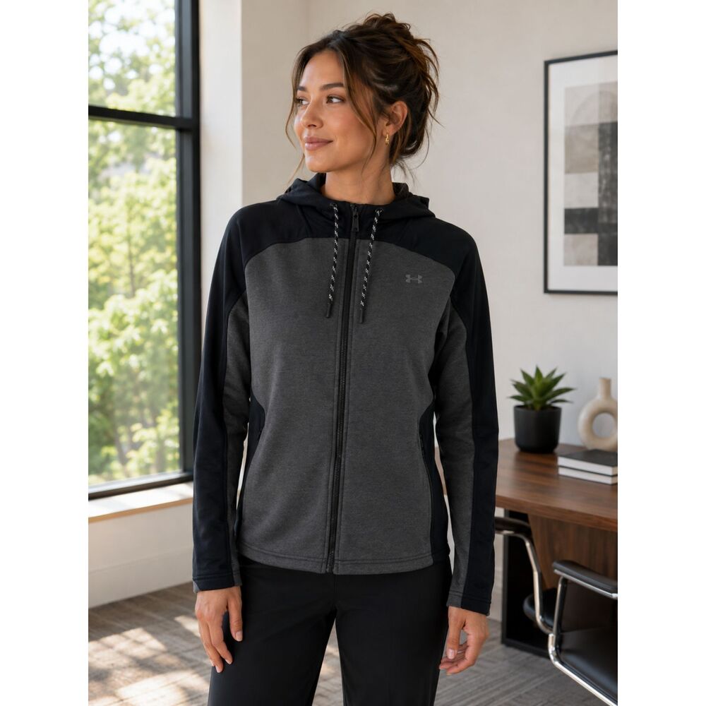 Under Armour Storm Swacket Full Zip Hooded Black/Gray Jacket Women's Small